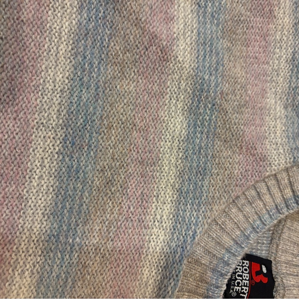 Vintage Robert Bruce Wool Blend Men's Sweater - Blue and Gray size Large - Picture 2 of 5